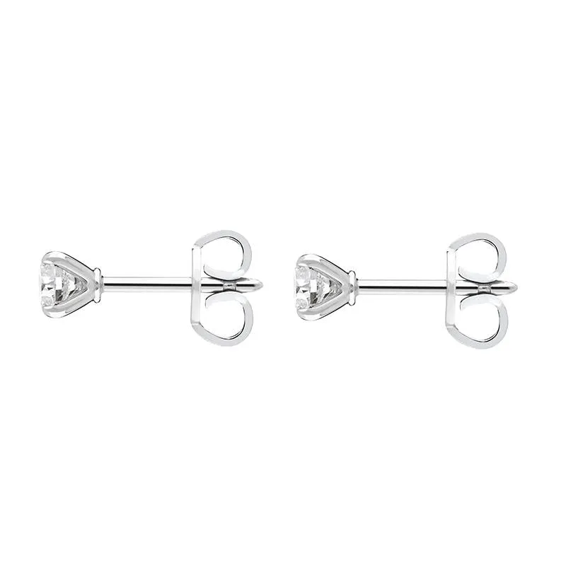 18ct White Gold 0.50ct Diamond Claw Set Solitaire Stud Earrings