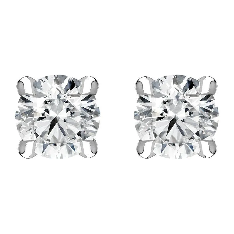 18ct White Gold 0.50ct Diamond Claw Set Solitaire Stud Earrings