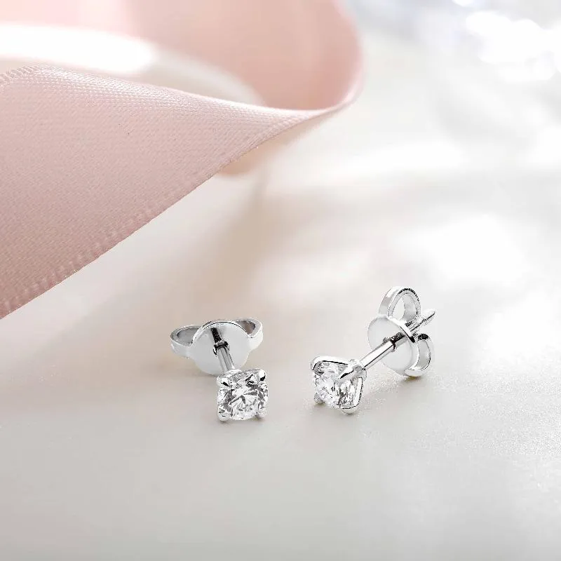 18ct White Gold 0.50ct Diamond Claw Set Solitaire Stud Earrings