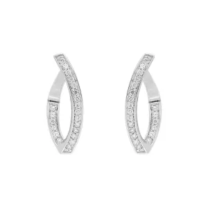 18ct White Gold Diamond Marquise Twist Hoop Earrings