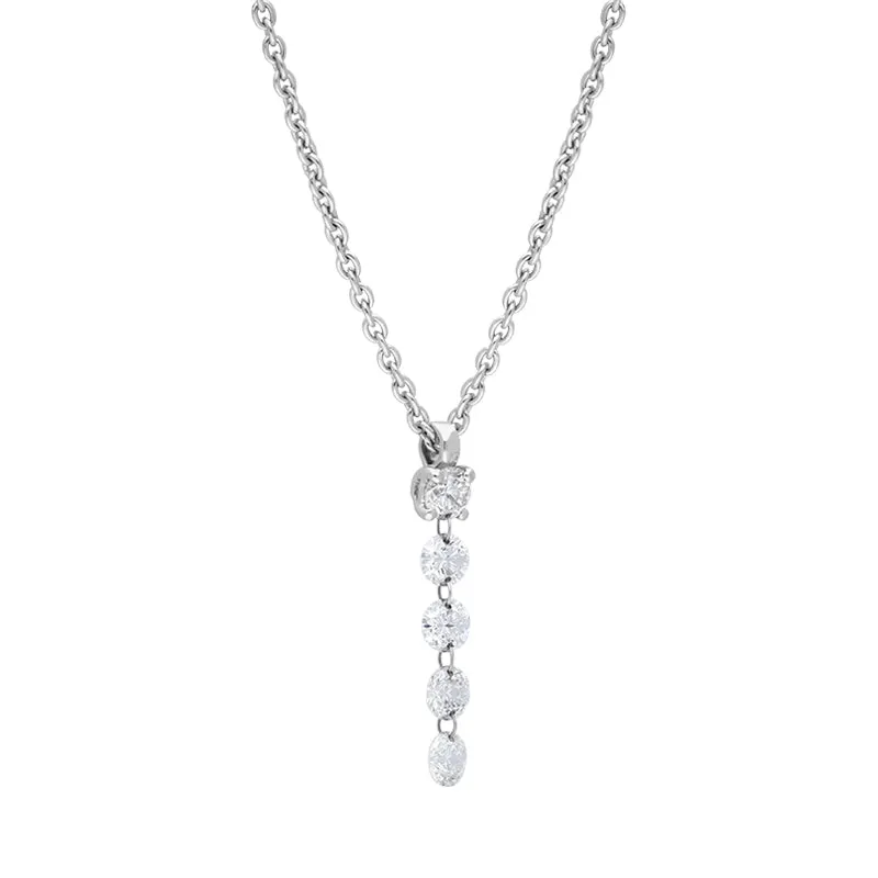18ct White Gold Diamond Pendant Necklace D
