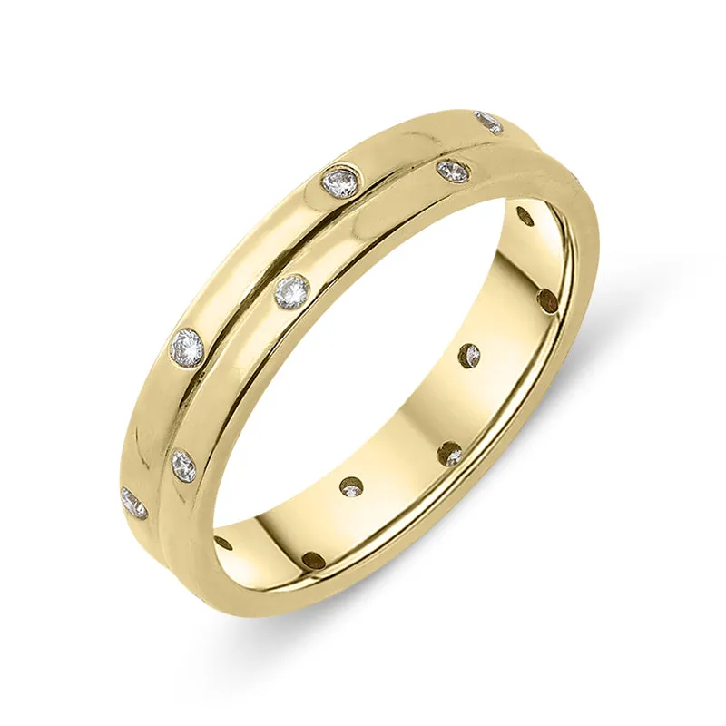 18ct Yellow Gold Diamond Double Row Wedding Ring