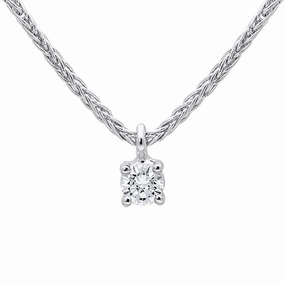 18ct White Gold 0.10ct Diamond Brilliant Cut Solitaire Necklace D