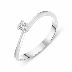 18ct White Gold 0.11ct Brilliant Cut Diamond Solitaire Twist Ring