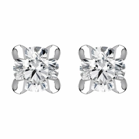 18ct White Gold 0.14ct Diamond Claw Set Solitaire Stud Earrings