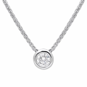 18ct White Gold 0.15ct Diamond Brilliant Cut Solitaire Necklace