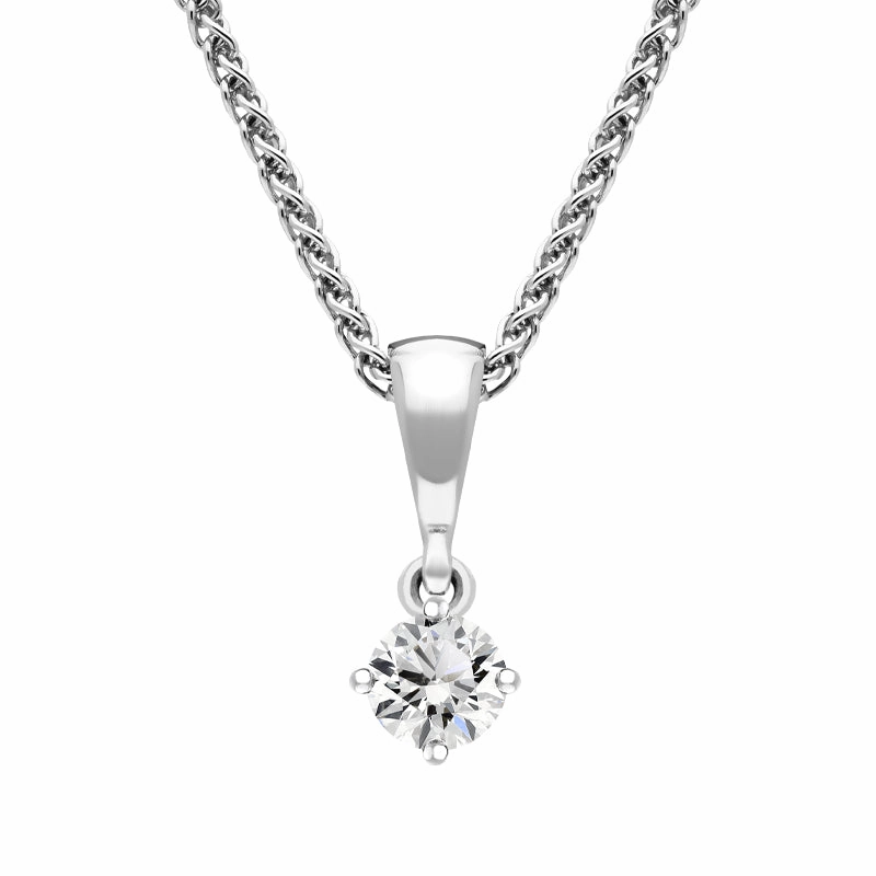 18ct White Gold 0.20ct Diamond Brilliant Cut Solitaire Necklace