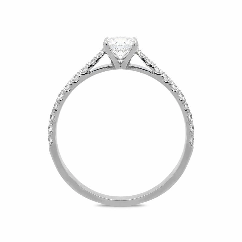 18ct White Gold 0.52ct Diamond Shoulder Certified Solitaire Ring