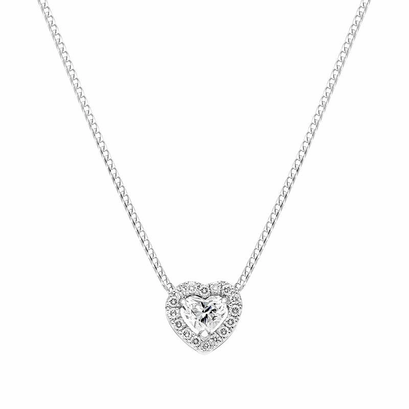 18ct White Gold 0.56ct Diamond Pave Heart Necklace