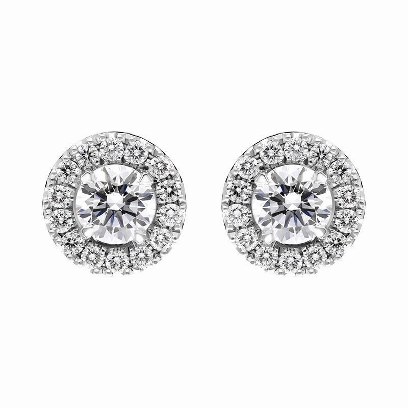 18ct White Gold 0.66ct Diamond Round Cluster Stud Earrings