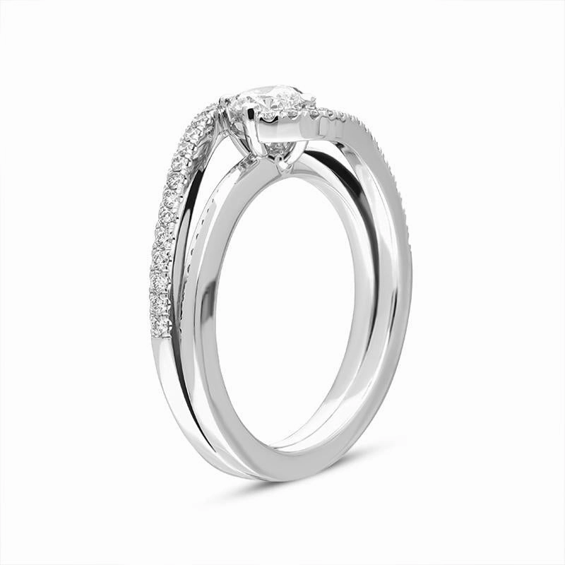 18ct White Gold 0.73ct Diamond Twist Shoulder Ring