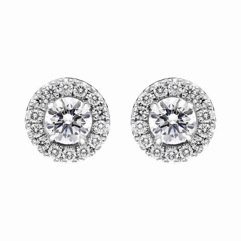 18ct White Gold 0.79ct Diamond Round Cluster Stud Earrings