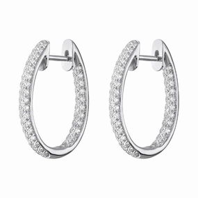 18ct White Gold 0.87ct Diamond Inside Out Hoop Earrings D