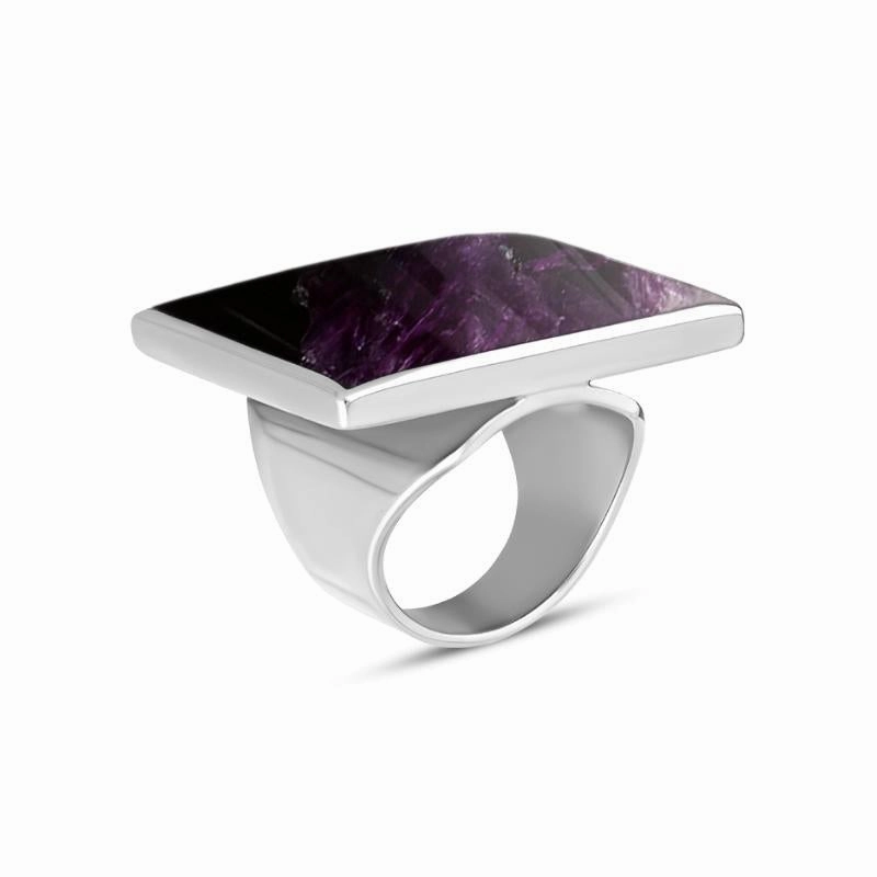 18ct White Gold Blue John Large Square Ring