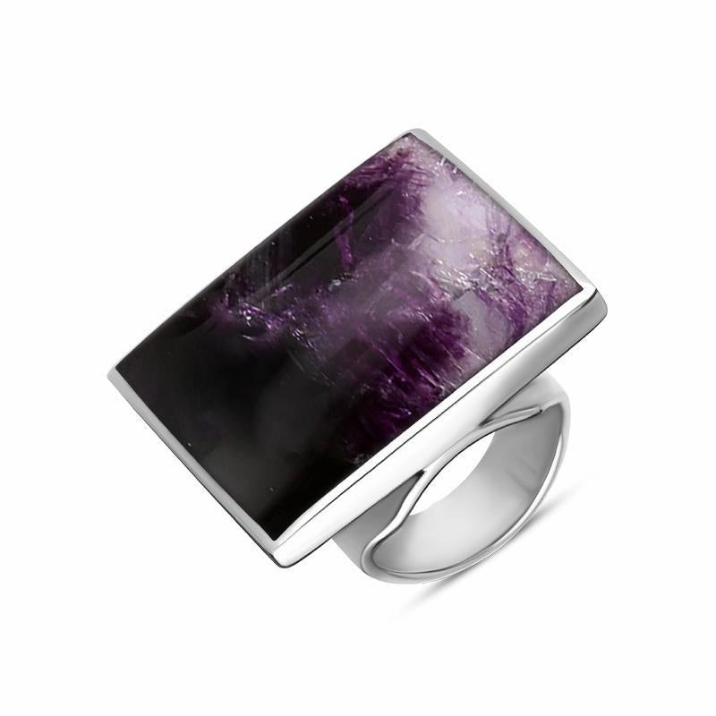 18ct White Gold Blue John Large Square Ring