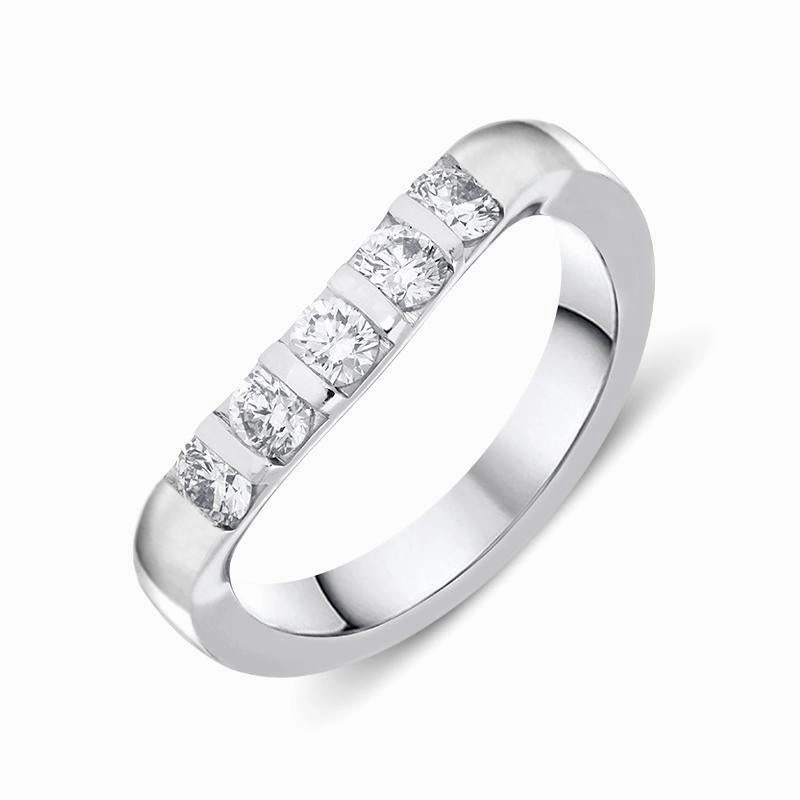 18ct White Gold Diamond Bar Set Wishbone Wedding Ring