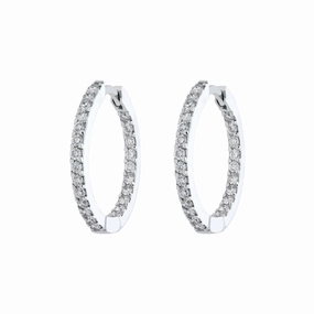 18ct White Gold Diamond Brilliant Cut Hoop Earrings