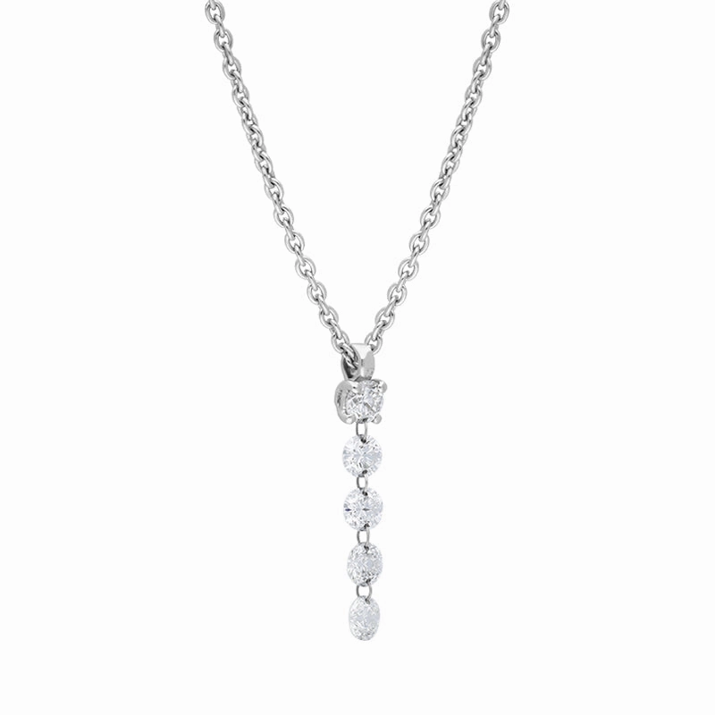 18ct White Gold Diamond Pendant Necklace D