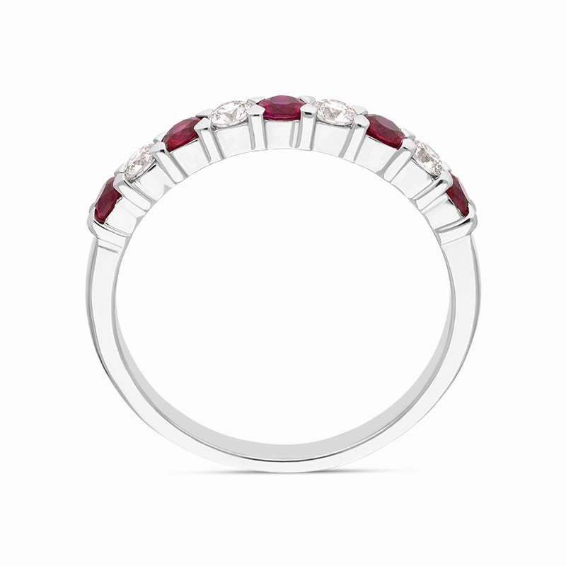 18ct White Gold Ruby Diamond Half Eternity Ring