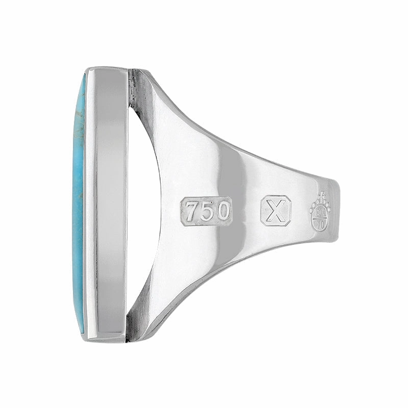 18ct White Gold Turquoise Queen's Jubilee Hallmark Medium Square Ring D