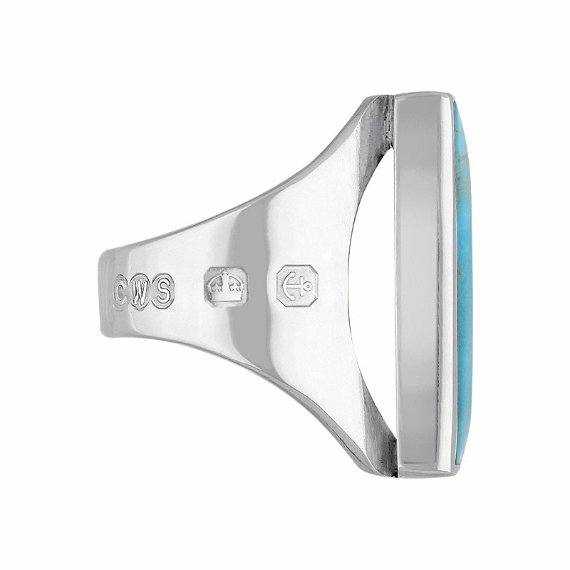 18ct White Gold Turquoise Queen's Jubilee Hallmark Medium Square Ring D
