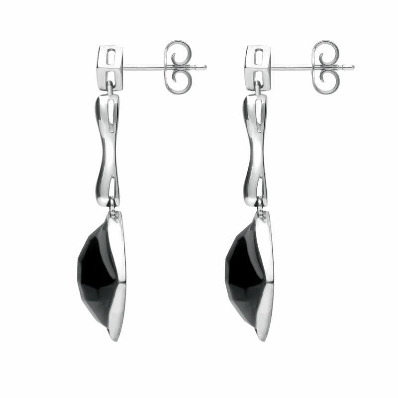 18ct White Gold Whitby Jet Diamond Faceted Square Earrings D
