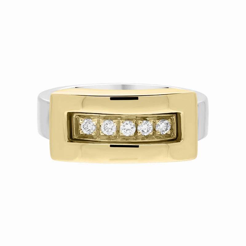 18ct White Yellow Gold Diamond Shank Ring