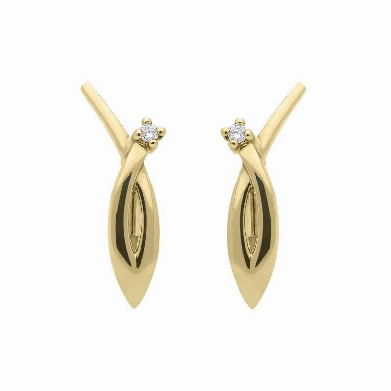 18ct Yellow Gold Diamond Shaped Earrings