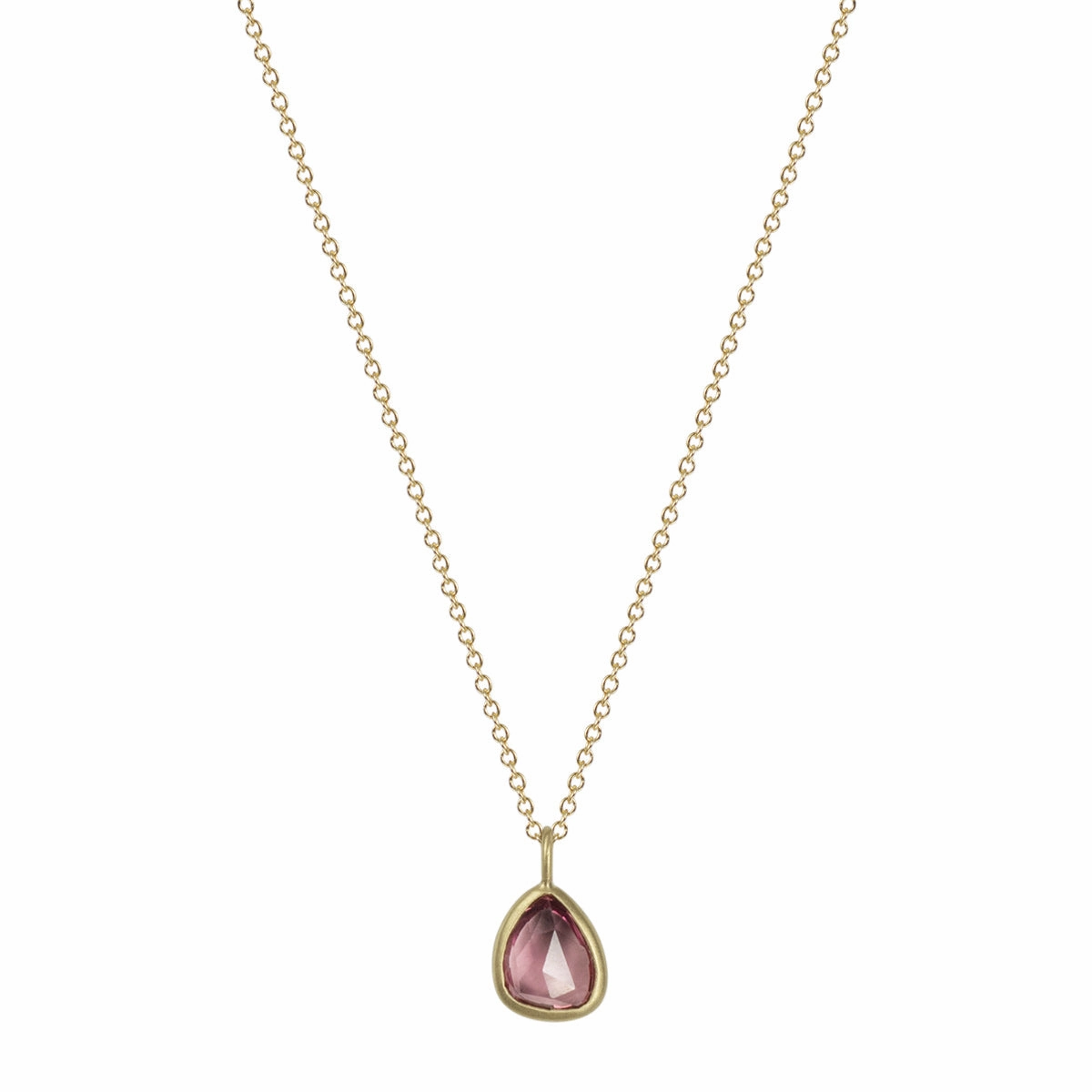 18K Gold Pink Rose Cut Sapphire Pendant