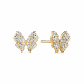 18K Gold Plated White Zirconia Farfalla Earrings SJ-E2700-CZ-YG