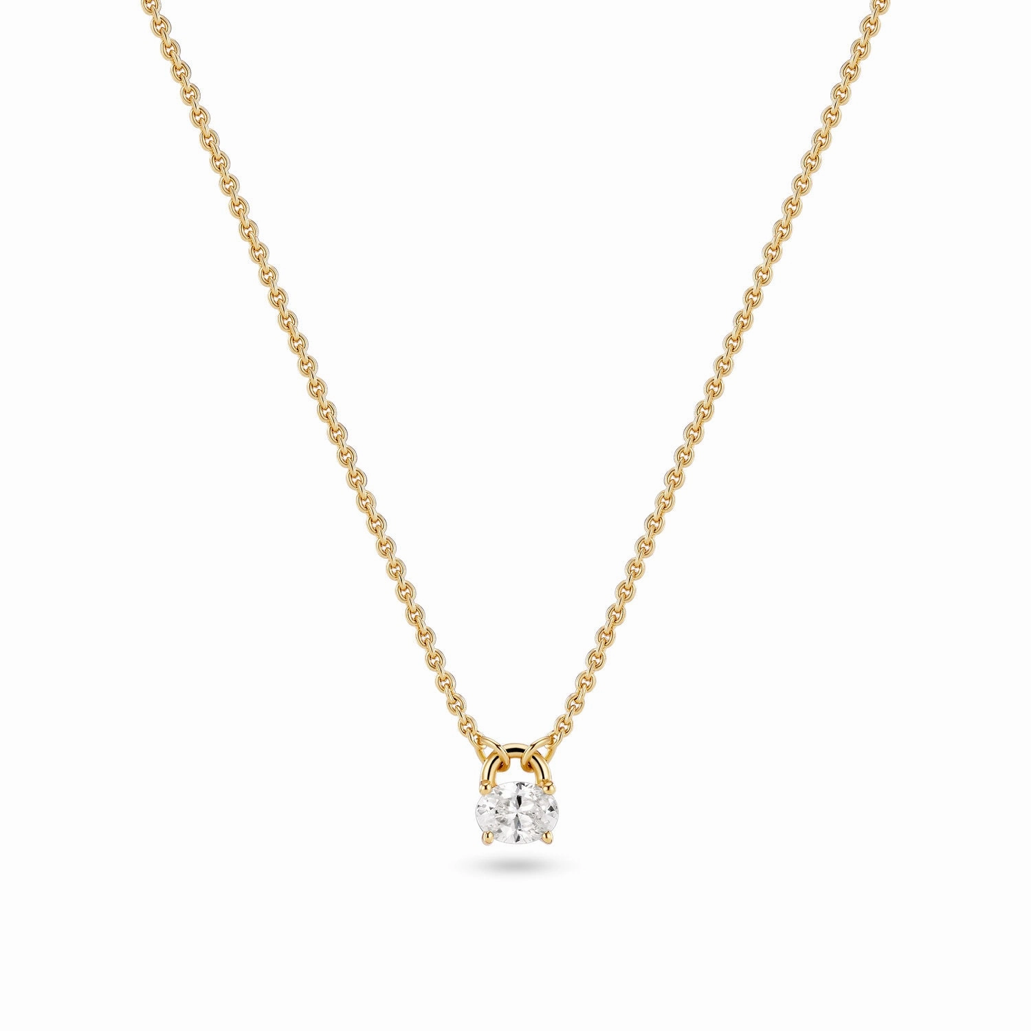 18K Gold Plated White Zirconia Ovale Necklace SJ-N2744-CZ-YG