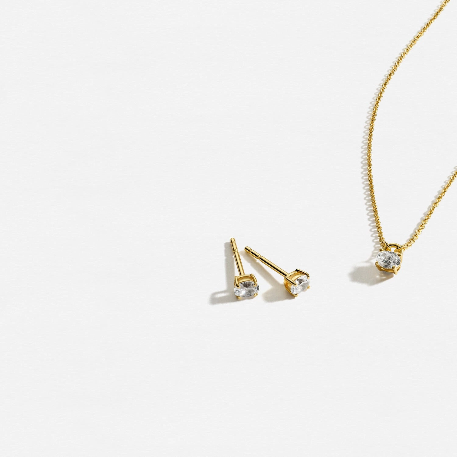 18K Gold Plated White Zirconia Ovale Necklace SJ-N2744-CZ-YG