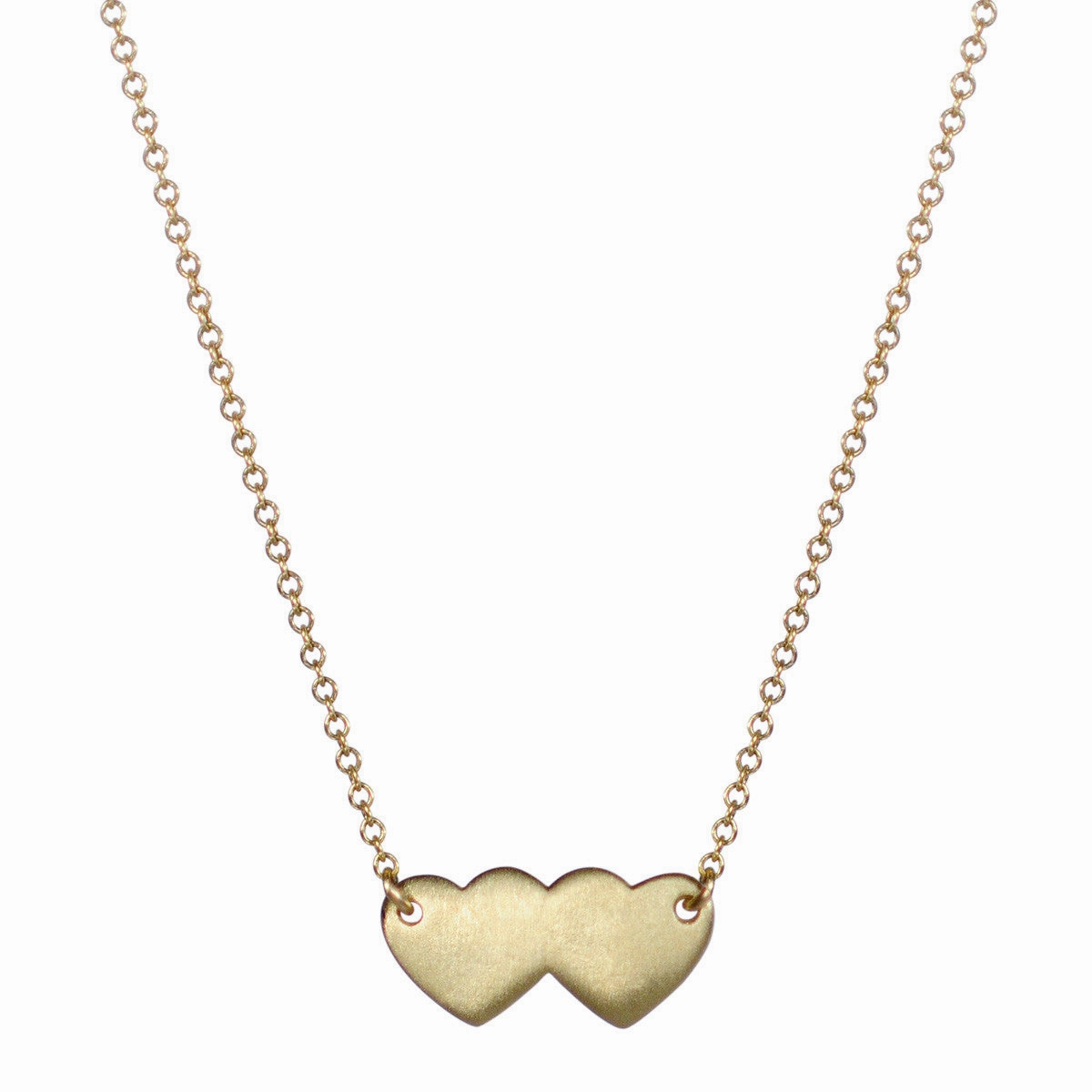 18K Gold Small Double Heart Pendant