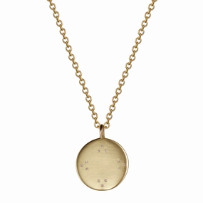 18K Gold Small Tibetan Mirror Pendant with Diamonds
