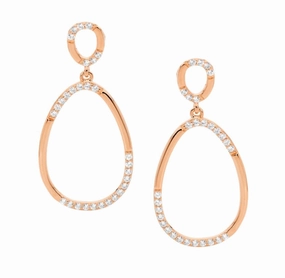 2x Oval Drop with CZs - Pendant and Earrings