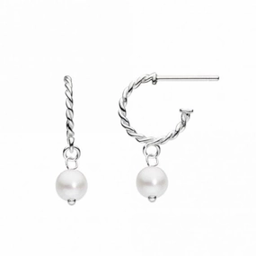 5mm Fresh Water Pearl Rope Circle 12mm Semi Hoop Earrings 57734FP