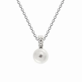 6mm Freshwater Pearl With Zirconia Bale Pendant 9352FPC