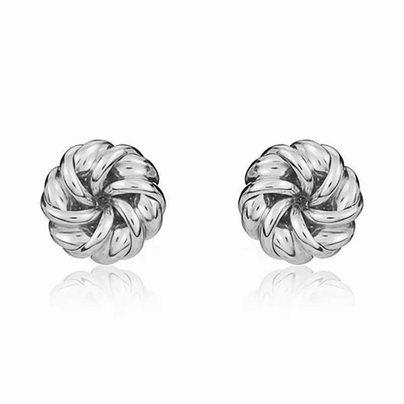 9ct White Gold 7mm Looped Knot Stud Earrings