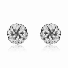 9ct White Gold 7mm Looped Knot Stud Earrings