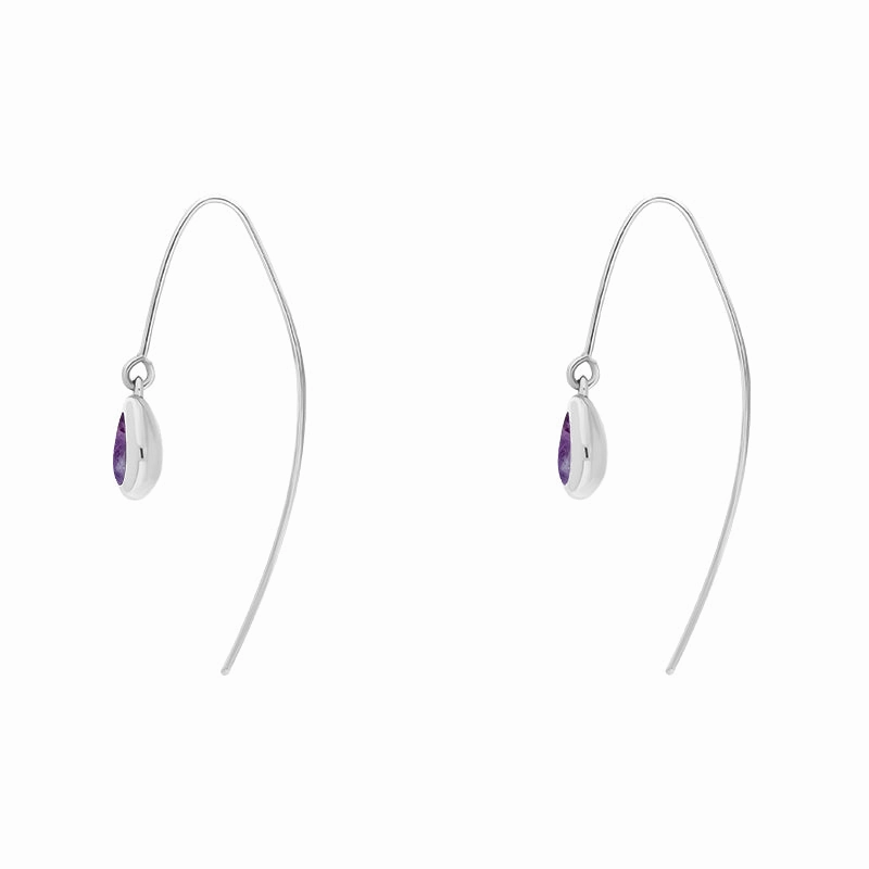 9ct White Gold Blue John Cross Disc Drop Earrings