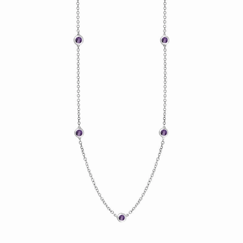 9ct White Gold Blue John Heart Link Disc Chain Necklace