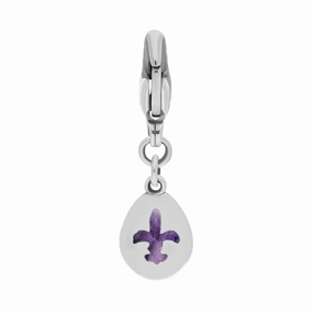 9ct White Gold Blue John Pear Shaped Fleur De Lis Clip Charm