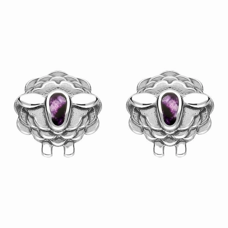 9ct White Gold Blue John Sheep Stud Earrings