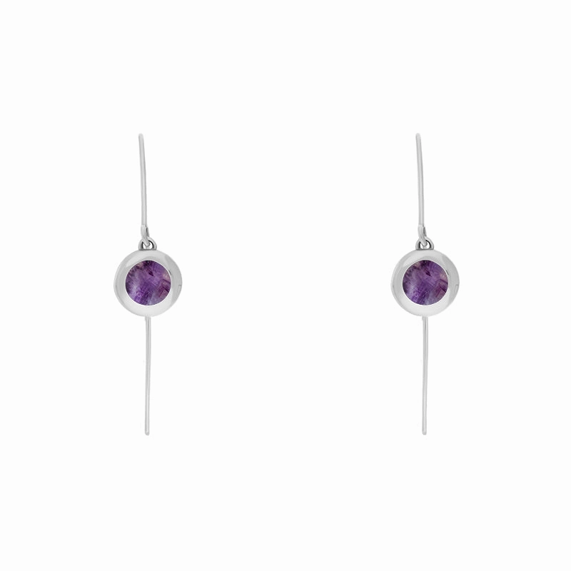 9ct White Gold Blue John Star Disc Drop Earrings