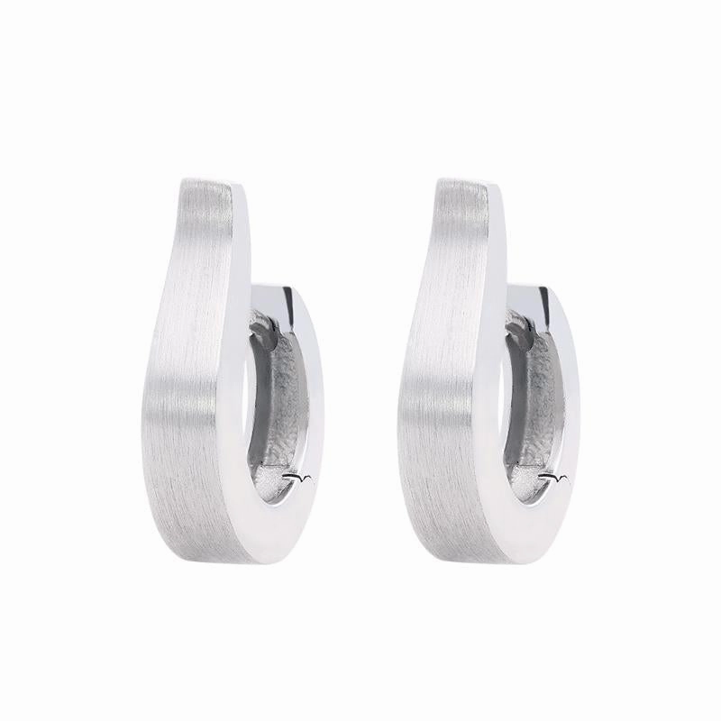 9ct White Gold Satin Finish Hoop Earrings D