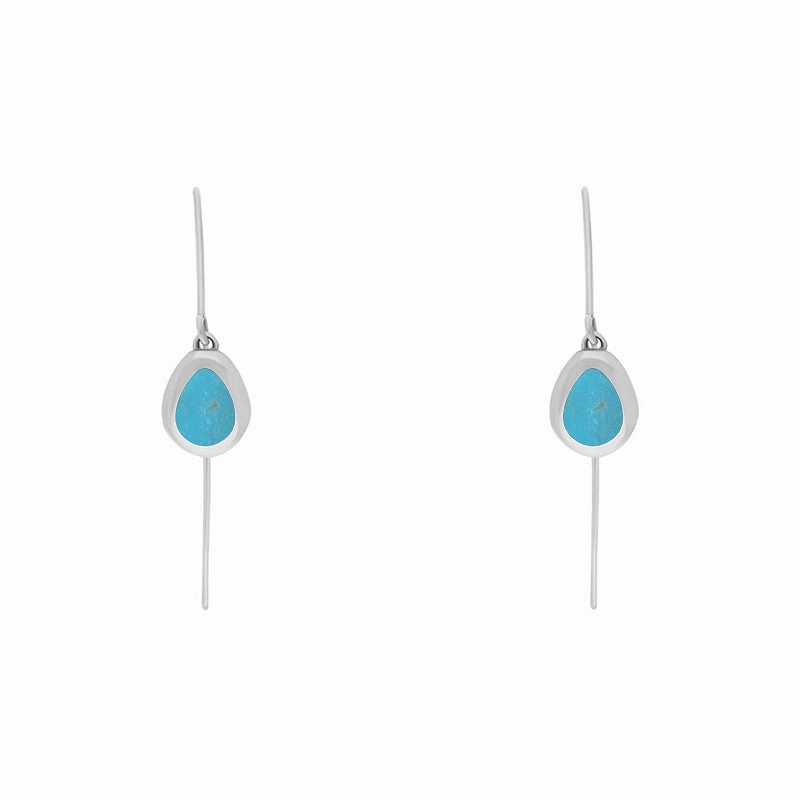 9ct White Gold Turquoise Cross Disc Drop Earrings
