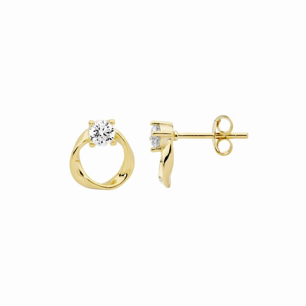 9mm Open Circle Earrings w/ WH CZ - 3 colours