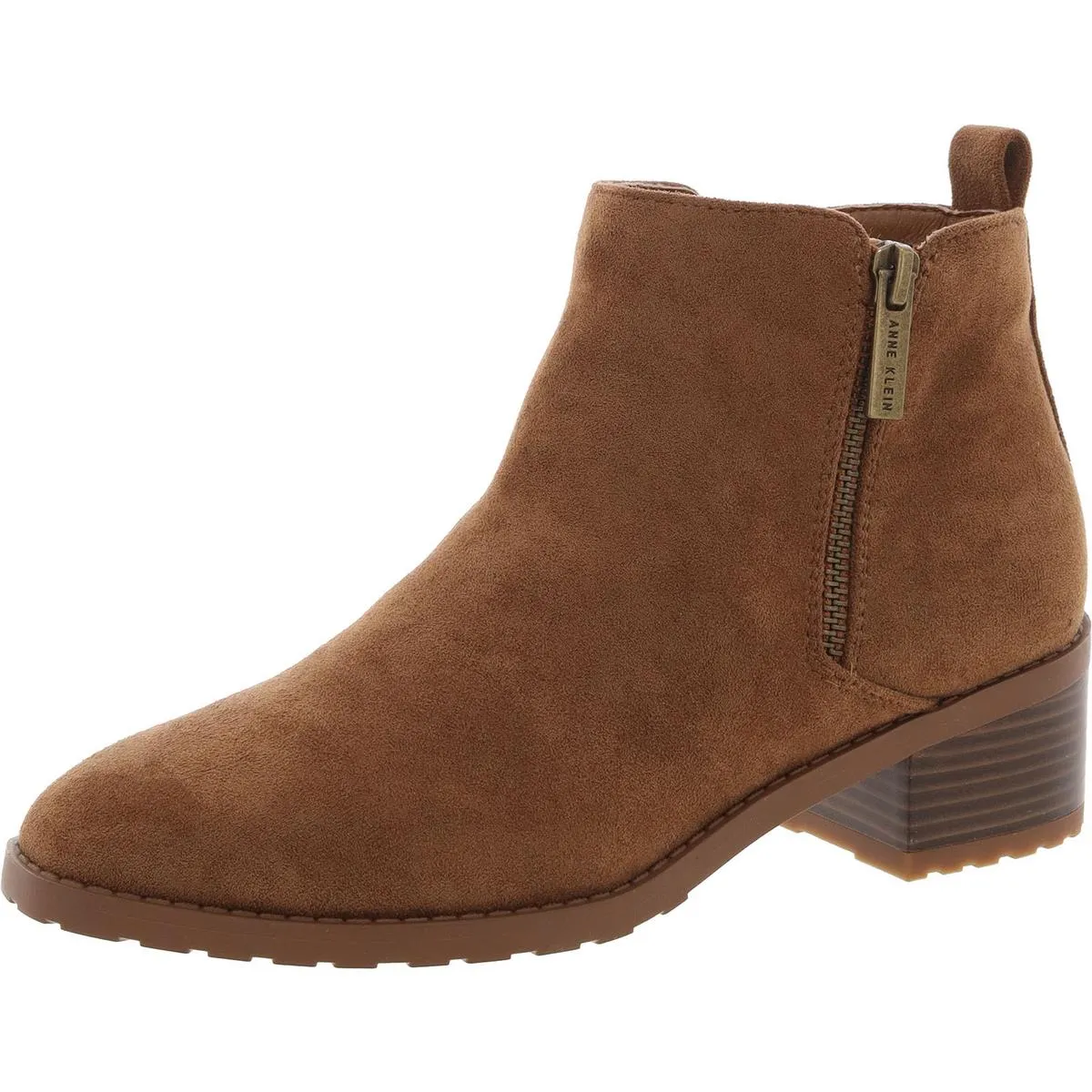 AKSAKARA Womens Double Zipper Faux Suede Ankle Boots