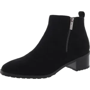 AKSAKARA Womens Double Zipper Faux Suede Ankle Boots