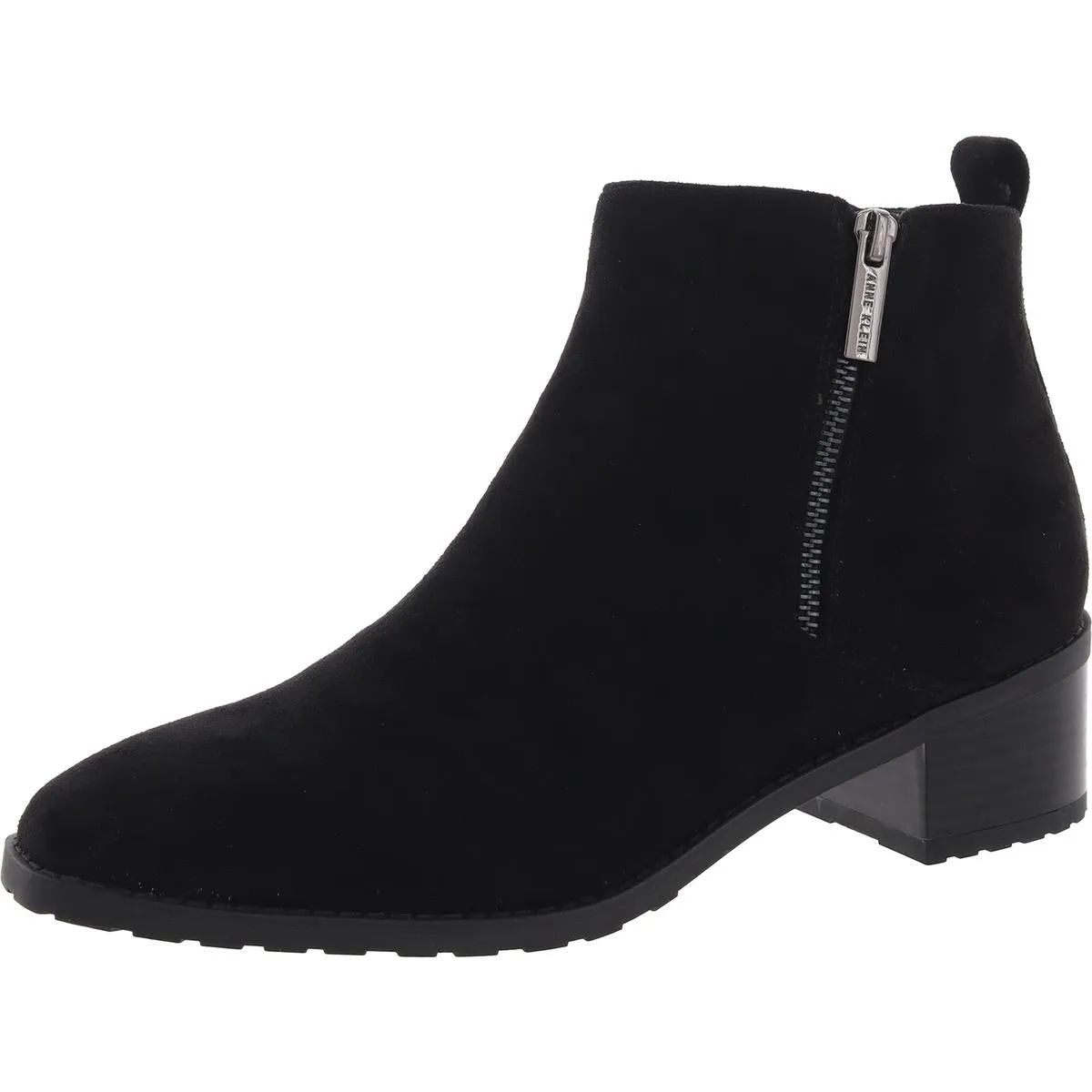 AKSAKARA Womens Double Zipper Faux Suede Ankle Boots